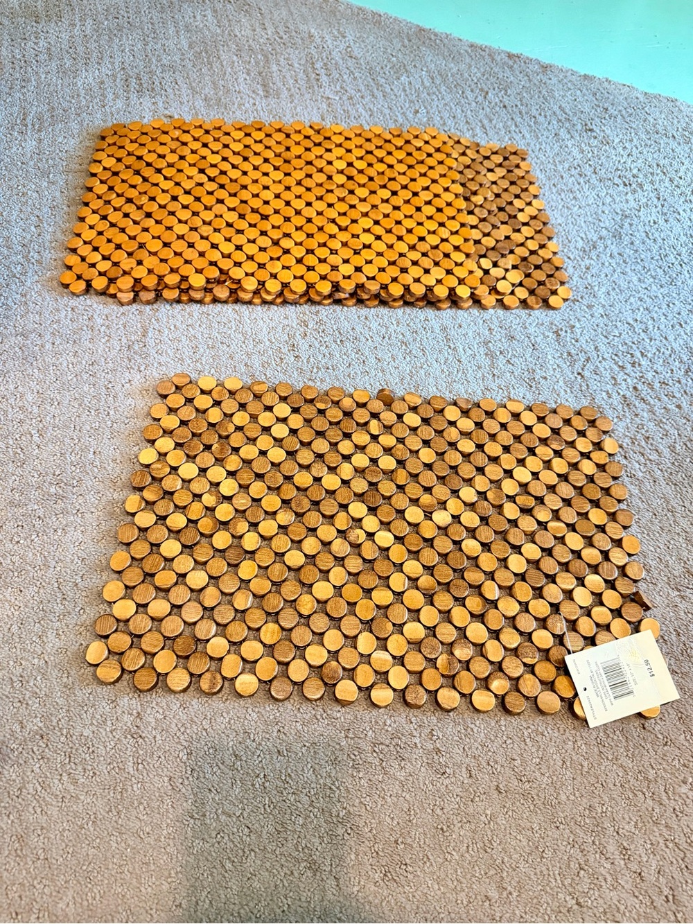 Handcrafted Wooden Bead placemats in Warm Honey - Picture 2 of 3